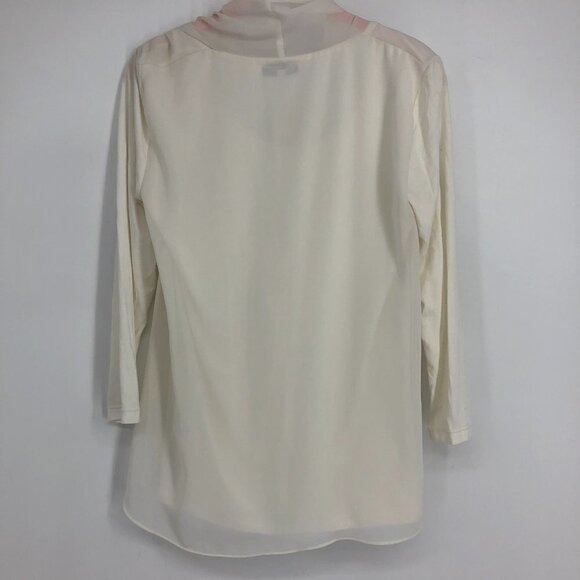Reiss Ivory Tie twist Front Chiffon Layered 3/4 sleeve blouse size 0 - Picture 8 of 15
